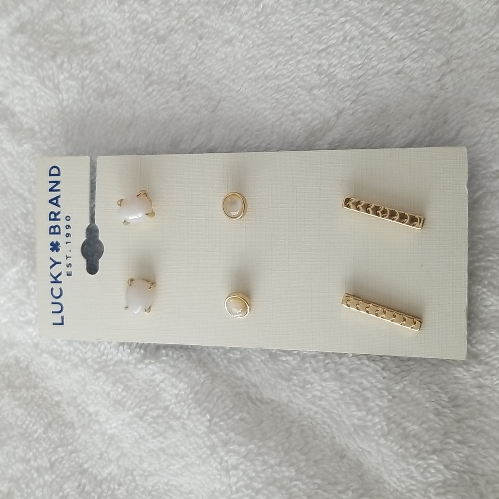 Lucky Brand (3 pairs) gold-tone earrings